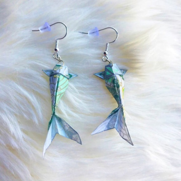 Origami Koi Fish Earrings - Picture 1 of 2